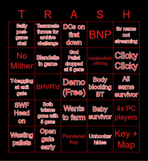 Ultimate DBD Bingo Card