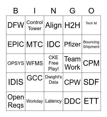 CKE Bingo Card