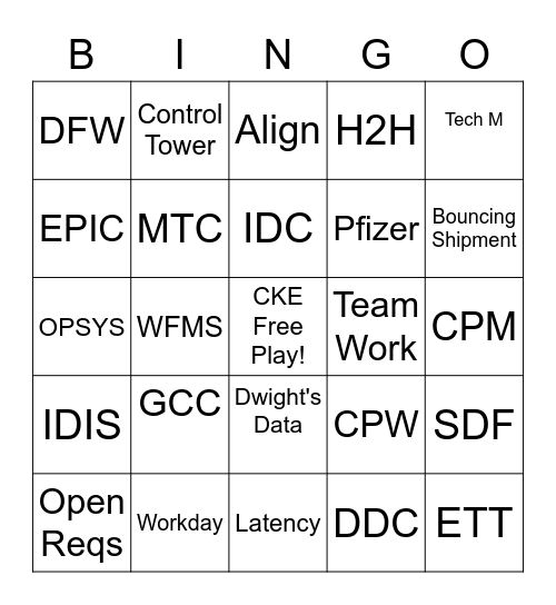 CKE Bingo Card