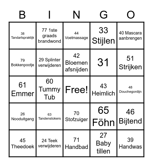 Dientsverlening & Zorg Bingo Card