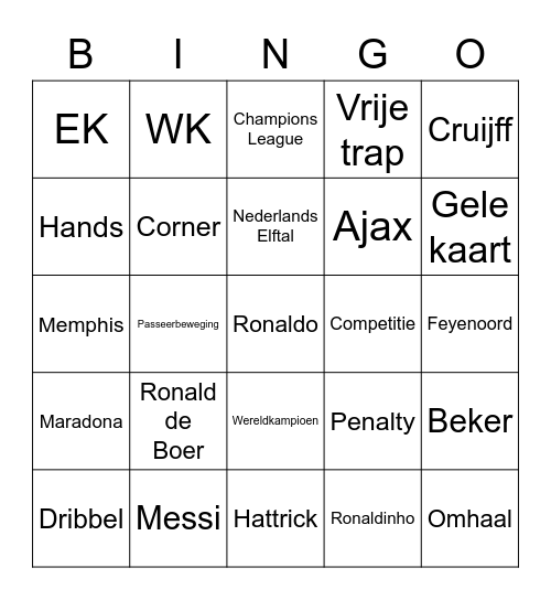 VOETBAL BINGO Card