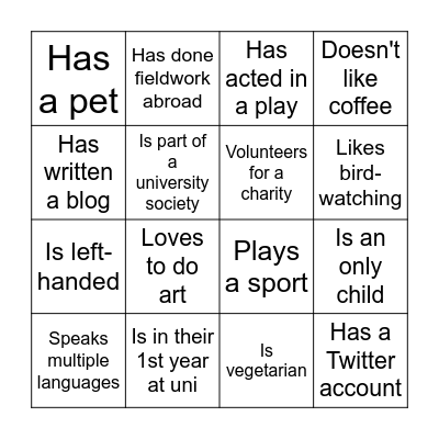 BES Summer School Bingo Card