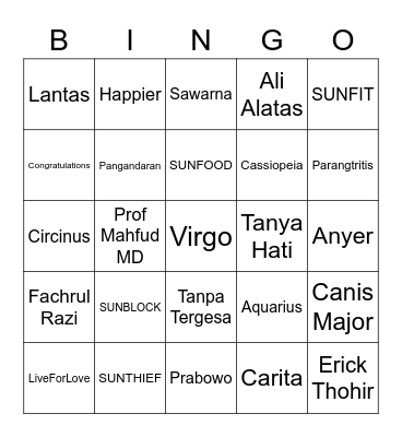 TIME A Bingo Card