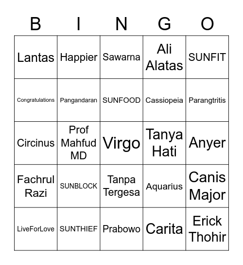 TIME A Bingo Card