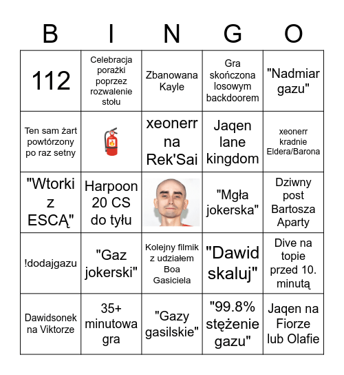 ESCA Gaming bingo Card