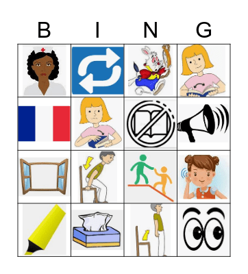Classroom language Bingo Card