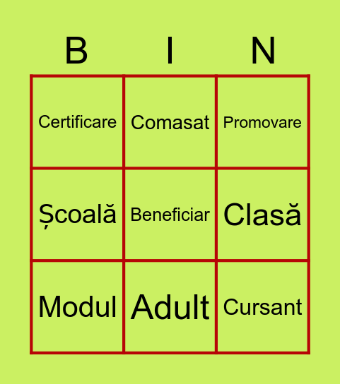 Test Bingo Card