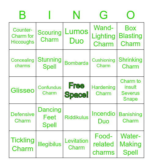 Charms Bingo Card