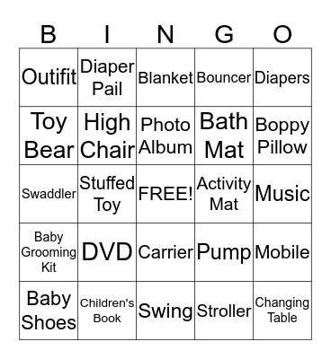 Ashley's Baby Shower  Bingo Card