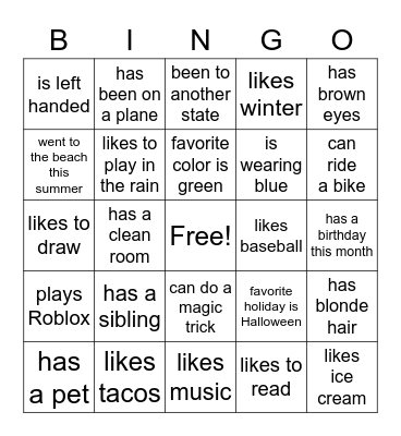 Find Someone who... Bingo Card