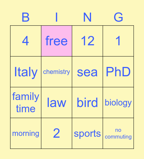 TEAM EXCERSICE Bingo Card