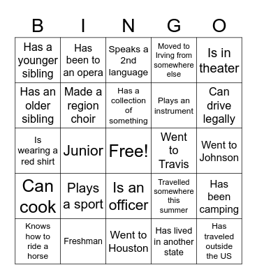 Mac Choir Camp 21-22 Bingo Card