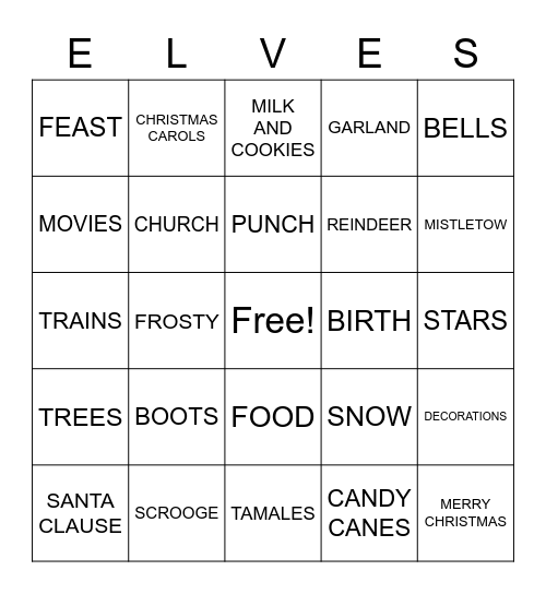 CHRISTMAS IN JULY! Bingo Card