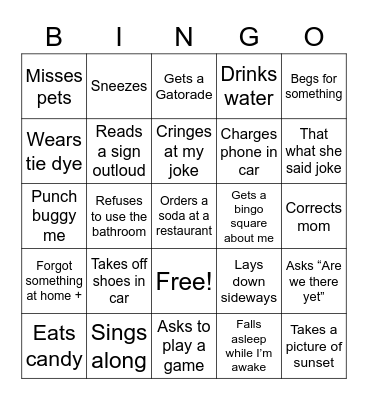 Chloe Bingo Card