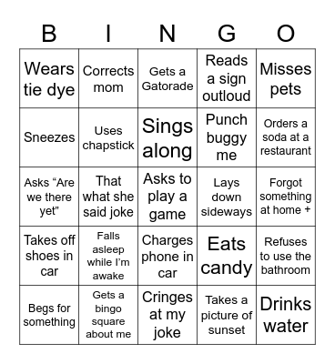 Chloe Bingo Card