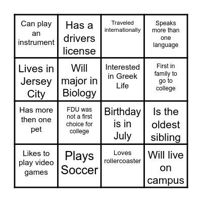 Human Bingo Card