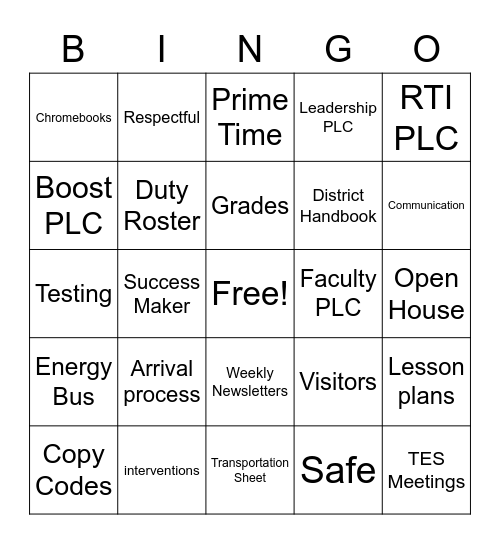 Handbook Bingo Card