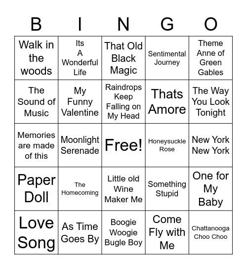 Hits of the forties and Beyondntitled Bingo Card