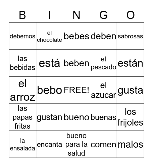 Comida- Capítulo 4 Bingo Card