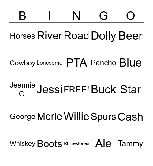 Classic-Quirky Country Music  Bingo Card