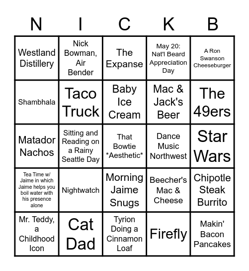 Birthday-Brother Bingo Card