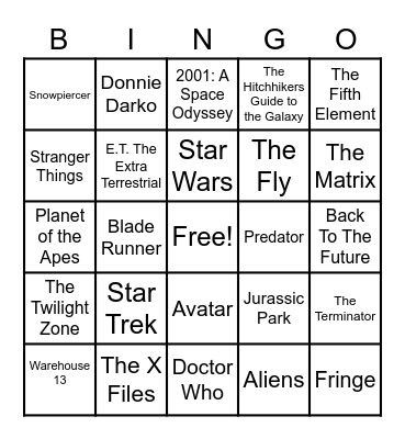 Sci-Fi Bingo Card