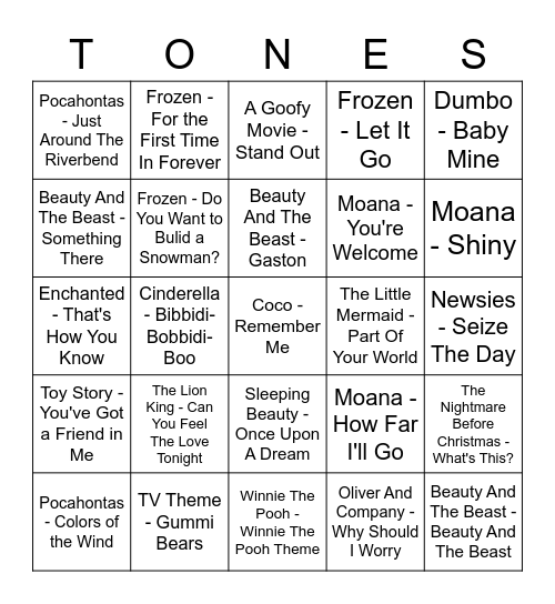 Game Of Tones 7/13/21 BLACKOUT GAME Bingo Card