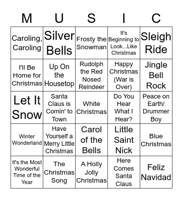 Christmas Carol Bingo Card