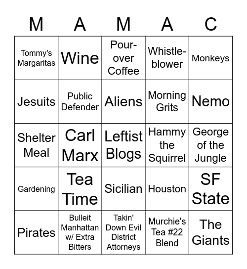 Mama Cannata Birthday Bingo Card