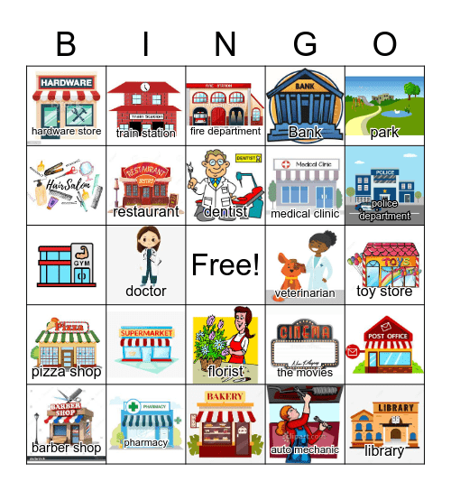 Places/Services in the Community Bingo Card