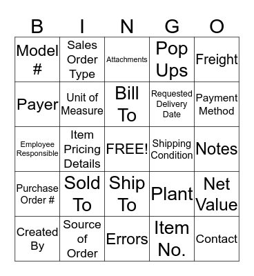 Key Word Bingo Card