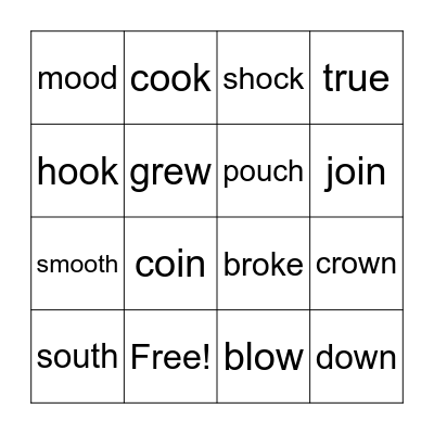 O vowels 2222222222 Bingo Card
