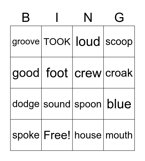 O VOWELS 44444444 Bingo Card
