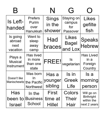 FYSH Under the Sea Shabbat!!! Bingo Card