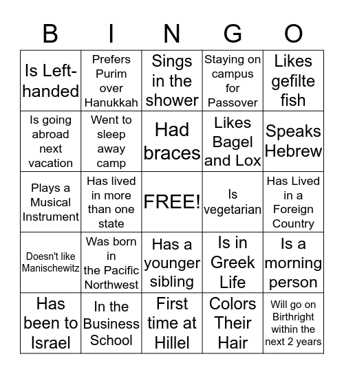 FYSH Under the Sea Shabbat!!! Bingo Card