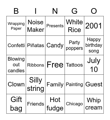 Birthday Bingo Card