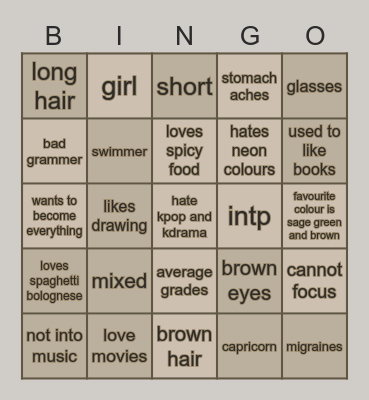 Are we alike? Bingo Card