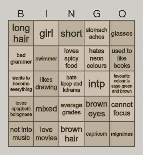 Are we alike? Bingo Card