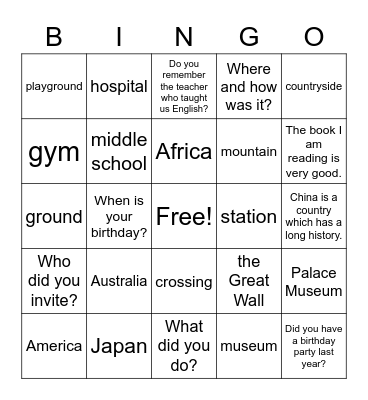 LIYA Day 8 Birthday Bingo Card