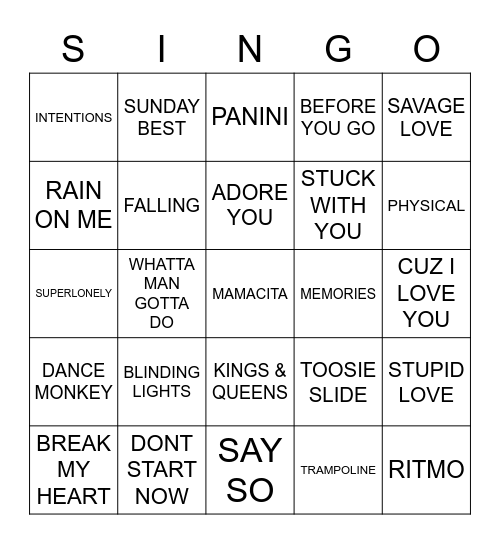 674 KIDZ BOP 2021 Bingo Card