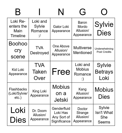 Loki Finale Bingo Card