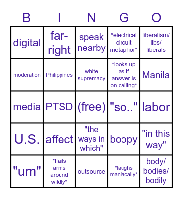 Stuff Rae Did and Said During Their Defense Bingo Card