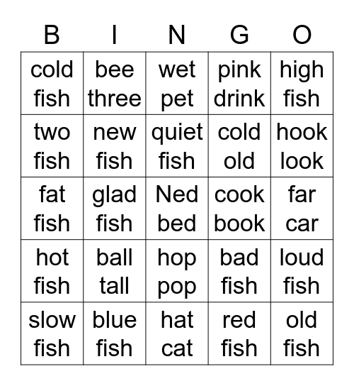 One fish, Two fish Bingo Card