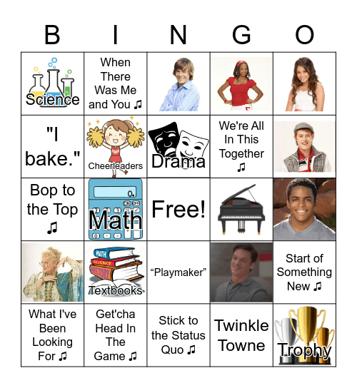 High School Musical Bingo Card