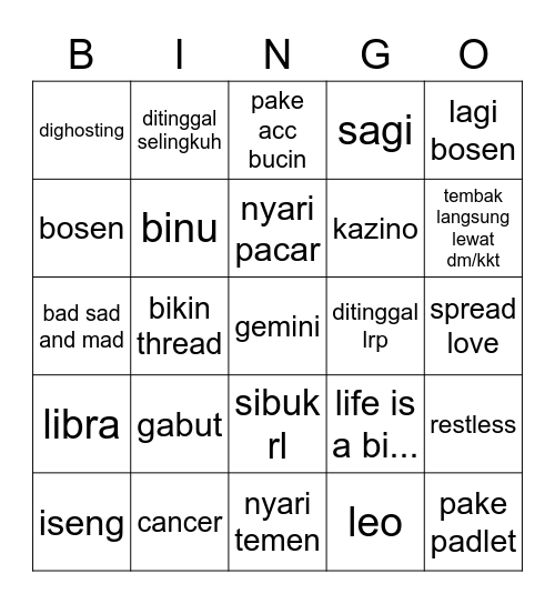 YUJIN Bingo Card