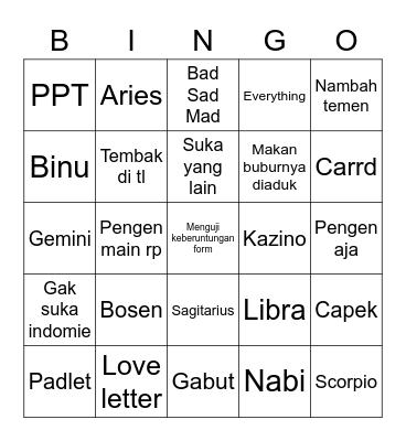 Harry Bingo Card