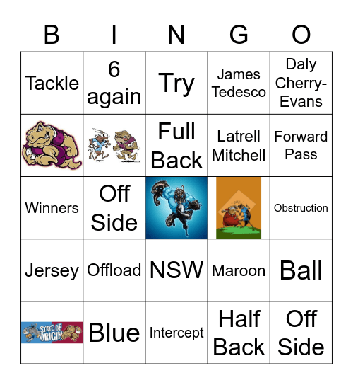 State of Origin 2 Bingo Card