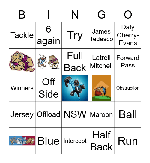 State of Origin 2 Bingo Card