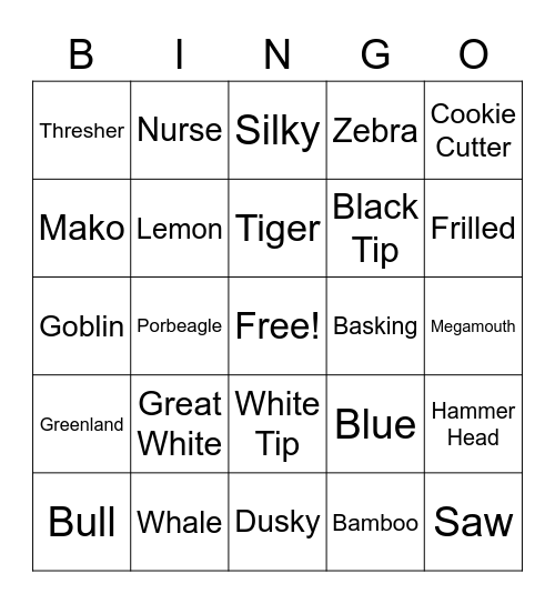 SHARK WEEK Bingo Card