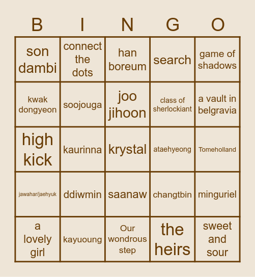bingo with kak lea! Bingo Card